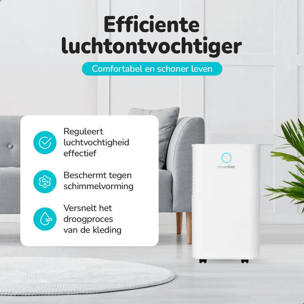 Bloomfold Luchtontvochtiger - 12L per Dag - Incl. Was-droog Functie