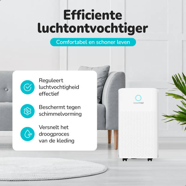 Bloomfold Luchtontvochtiger - 12L per Dag - Incl. Was-droog Functie