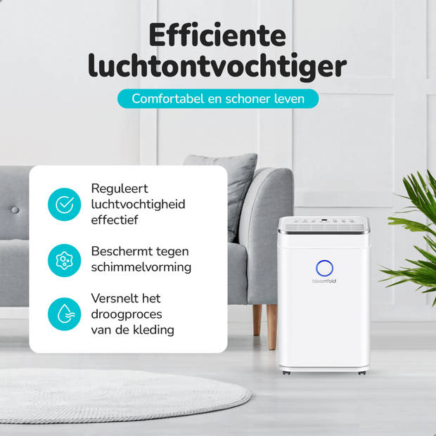 Bloomfold Luchtontvochtiger - 20L per Dag - Incl. Was-droog Functie