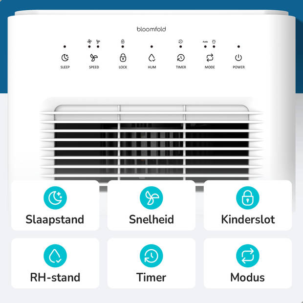 Bloomfold Luchtontvochtiger - 16L per Dag - Incl. Was-droog Functie