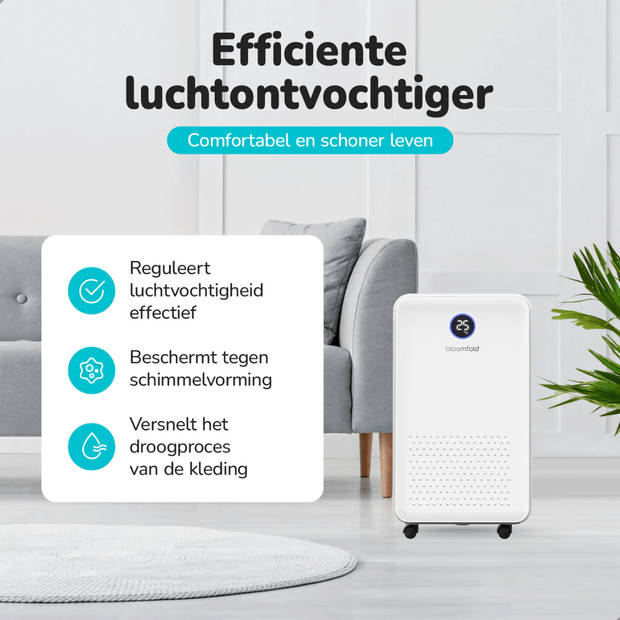 Bloomfold Luchtontvochtiger - 16L per Dag - Incl. Was-droog Functie