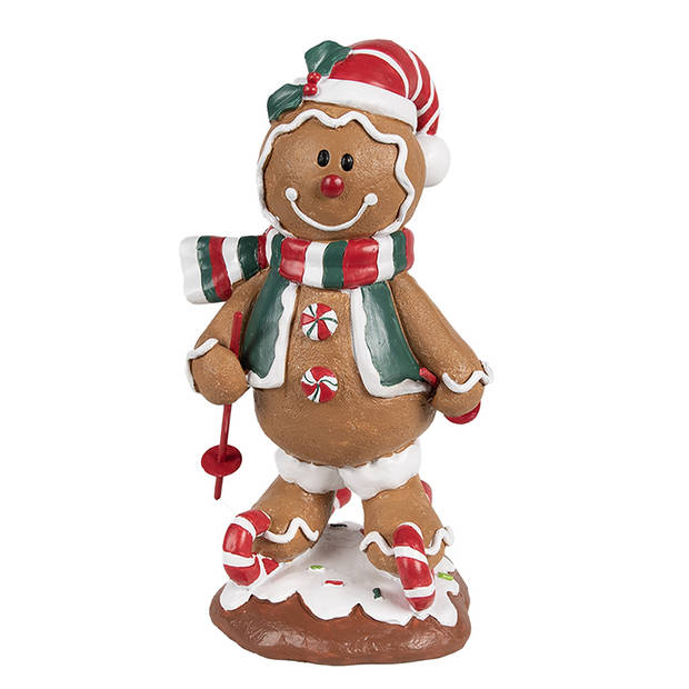 Clayre & Eef Kerstdecoratie Beeld Gingerbread man 12x11x21 cm Bruin Kunststof Bruin