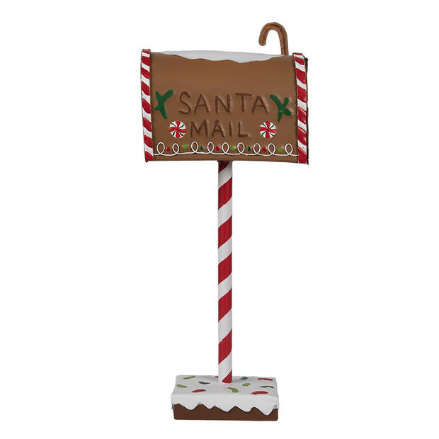 Clayre & Eef Kerstdecoratie Brievenbus 14x8x37 cm Bruin Metaal SANTA MAIL Bruin