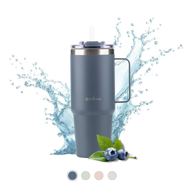 Rosmarino Waterfles - Drinkfles - Thermosfles - Dubbelwandig - 0.9l - Marineblauw