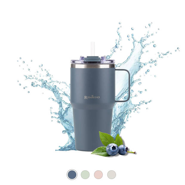 Rosmarino Waterfles - Drinkfles - Thermosfles - Dubbelwandig - 0.6l - Marineblauw