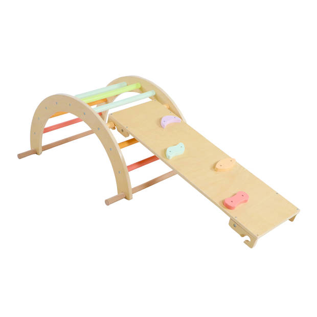 Sunny Charlie 3-in-1 Klimrek van hout Pastel Klimdriehoek / Klimboog / Klimwand