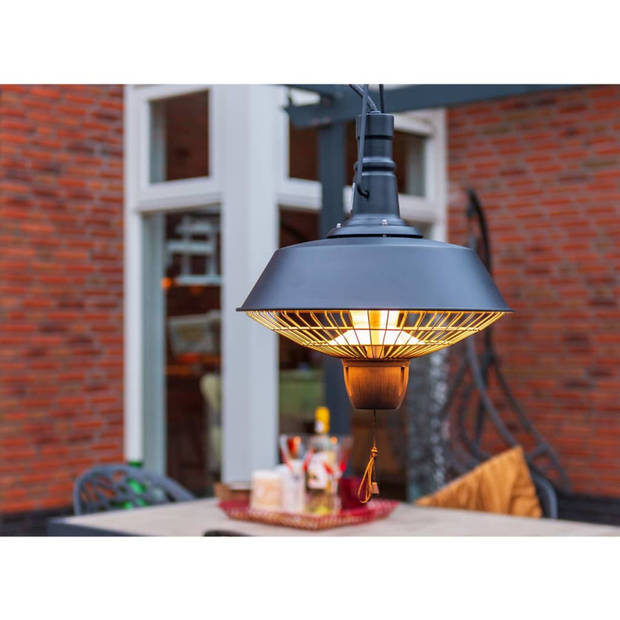 Sunred – Indus - Bright lijn - Zwart - Hangend model - Terrasverwarmer – Halogeen technologie -