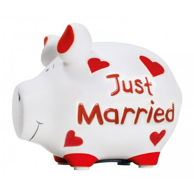 Dieren spaarpot varken/big Just Married 12 cm - Spaarpotten