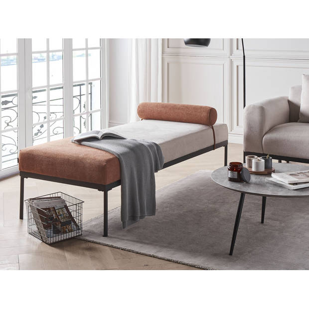 Beliani MALMOS - Chaise longue-Beige-Kunstlinnen