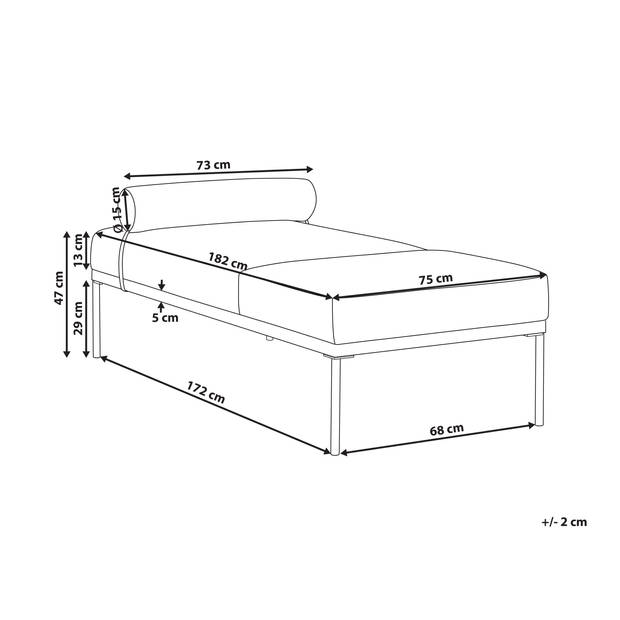 Beliani MALMOS - Chaise longue-Bruin-Kunstleer, Kunstlinnen