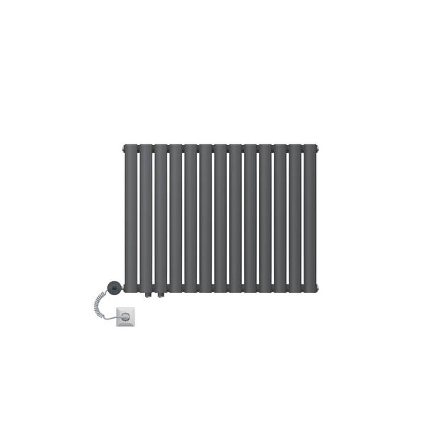 Paneelradiator horizontaal enkellaags met ovale buizen 600x780 mm antraciet met LuxeBath zijaansluiting