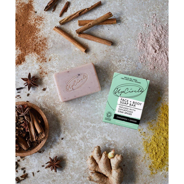 UpCircle - Soapbar – Upcycled Chai Spices – Kaneel - Gember - 100 gr - 2 stuks