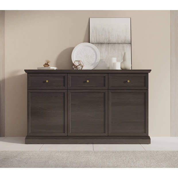 Meubella Dressoir Leroy - Zwart eiken - 146 cm