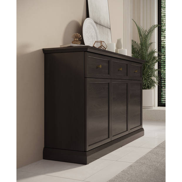 Meubella Dressoir Leroy - Zwart eiken - 146 cm