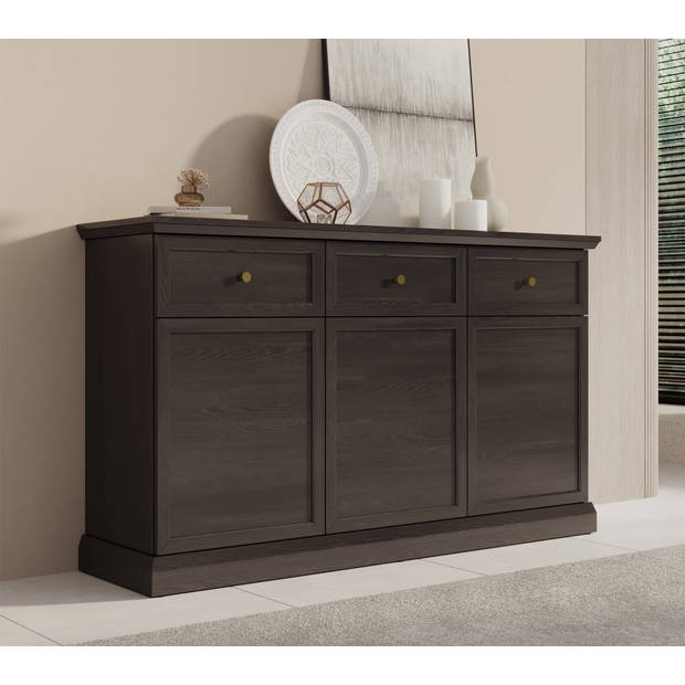 Meubella Dressoir Leroy - Zwart eiken - 146 cm