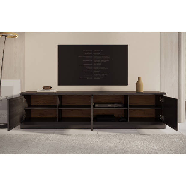 Meubella TV-Meubel Leroy - Zwart eiken - 206 cm