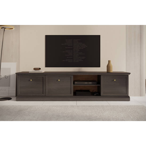 Meubella TV-Meubel Leroy - Zwart eiken - 206 cm