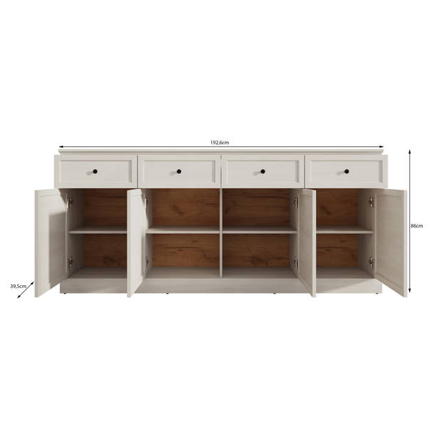 Meubella Dressoir Leroy - Zwart eiken - 193 cm