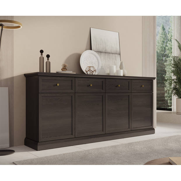 Meubella Dressoir Leroy - Zwart eiken - 193 cm