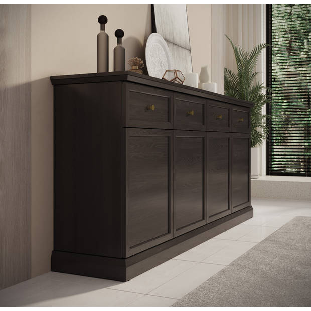 Meubella Dressoir Leroy - Zwart eiken - 193 cm