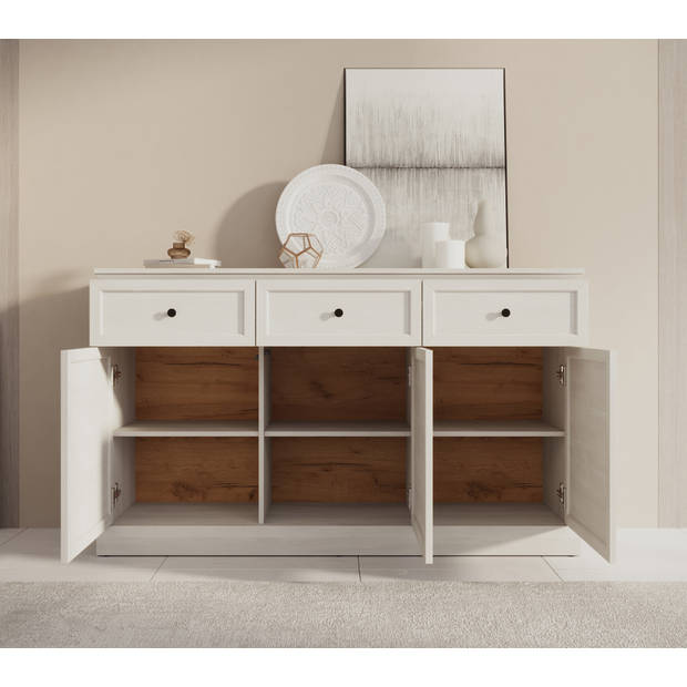 Meubella Dressoir Leroy - Wit eiken - 146 cm