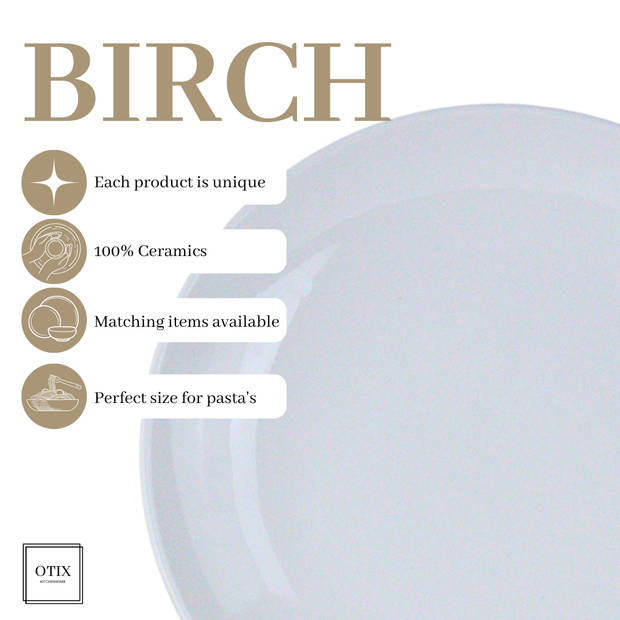 OTIX Dinerborden - Bordenset - 6 Persoons - 26cm - Porselein - BIRCH