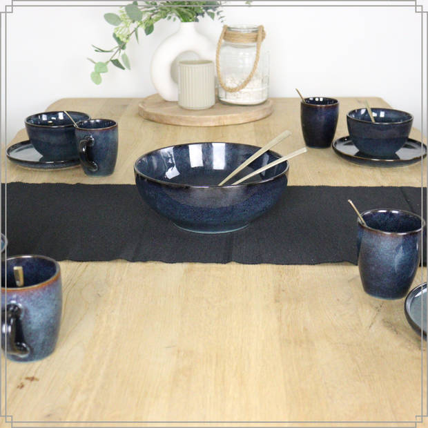 OTIX Ontbijtborden Bordenset - 6 Persoons - 21cm - Dessertbord - Ontbijtborden - Blauw - Aardewerk - EBONY