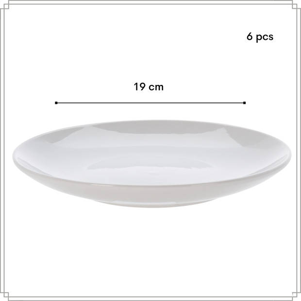 OTIX Ontbijtborden - Bordenset - 6 Persoons - Dessertbord - 19cm - Porselein - BIRCH