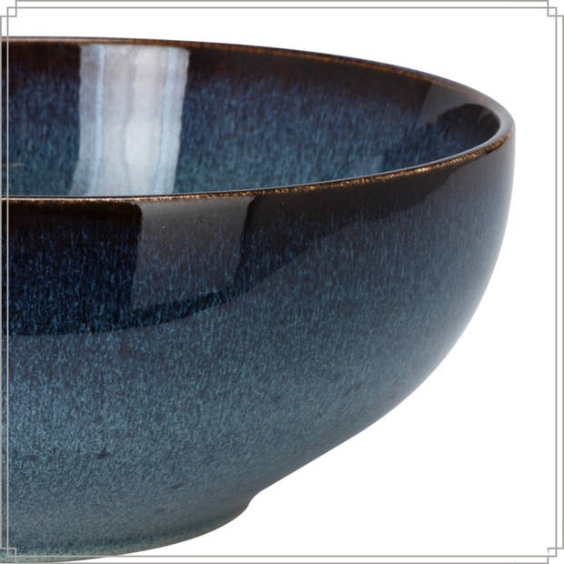 OTIX Saladeschaal - Diep Serveerbord - Schaal - Blauw - 25cm - Aardewerk - EBONY