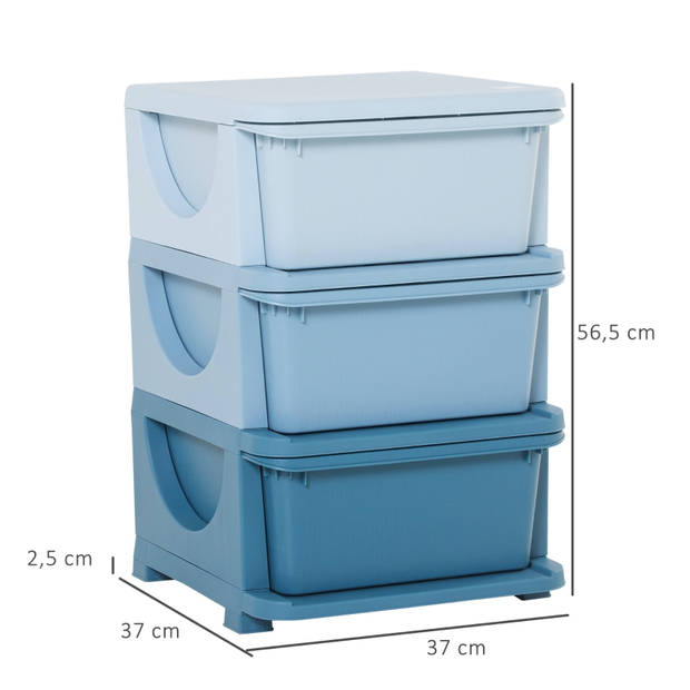 Opbergboxen - Ladekast met opbergdoos - Speelgoed organizer - Speelgoedkast - Blauw - 37 x 37 x 56,5 cm