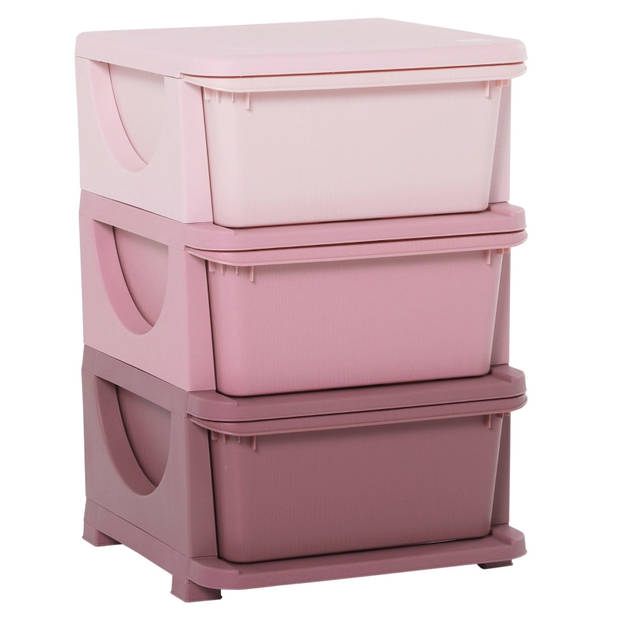 Opbergboxen - Ladekast met opbergdoos - Speelgoed organizer - Speelgoedkast - Roze - 37 x 37 x 56,5 cm