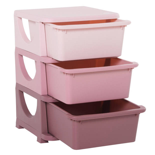 Opbergboxen - Ladekast met opbergdoos - Speelgoed organizer - Speelgoedkast - Roze - 37 x 37 x 56,5 cm