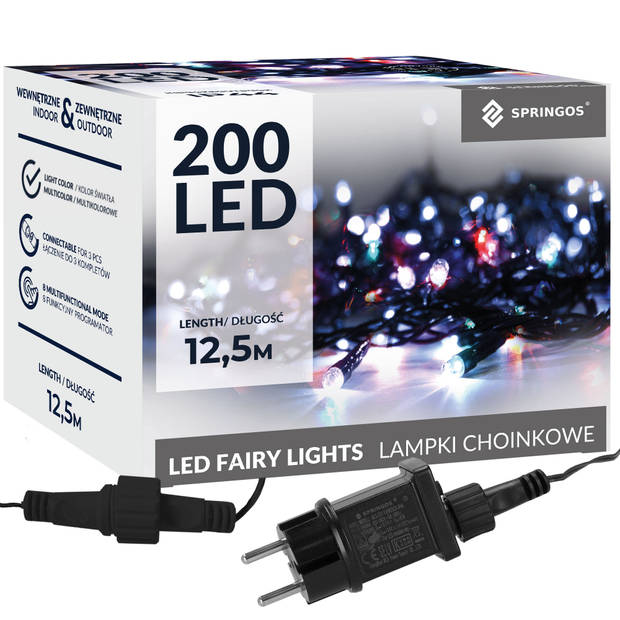 Springos Kerstverlichting 10 m 200 LED Multicolor