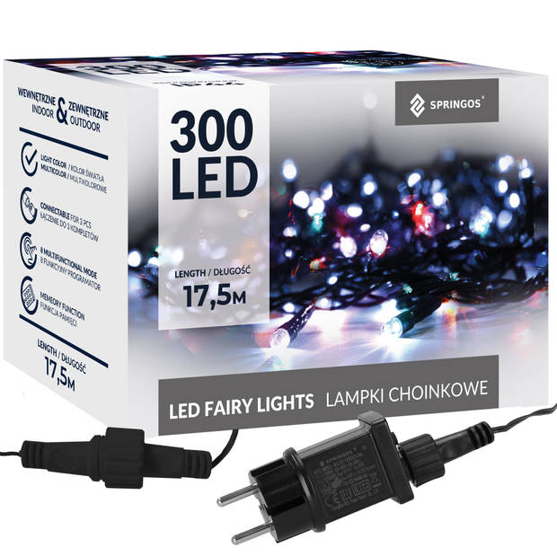 Springos Kerstverlichting 15 m 300 LED Multicolor