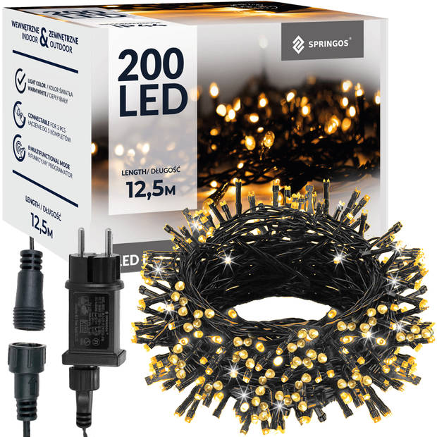 Springos Kerstverlichting 10 m 200 LED Warm Wit