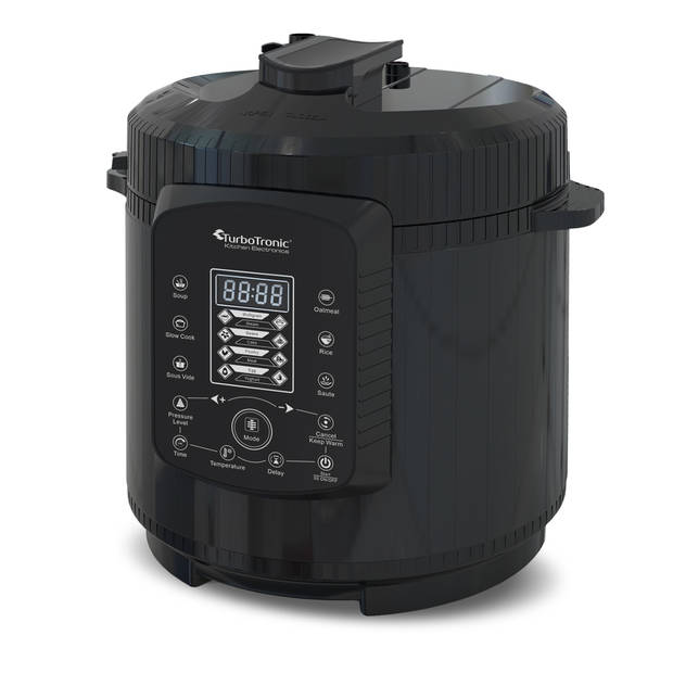 TurboTronic DPC9 Digitale Snelkookpan – Hogedrukpan - 6 Liter – Zwart