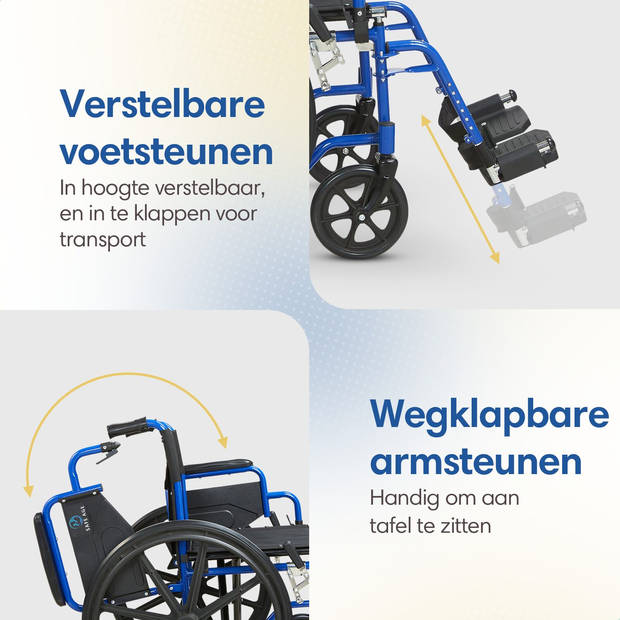 Safe Age® Rolstoel - opvouwbaar lichtgewicht met afneembare voetsteunen - inklapbare armleuningen