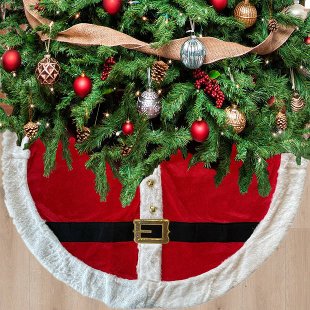 Luxe Ronde kerstboomrok - Kerstboomkleed - Boomdeken - Kerstman - 90 x 90 cm