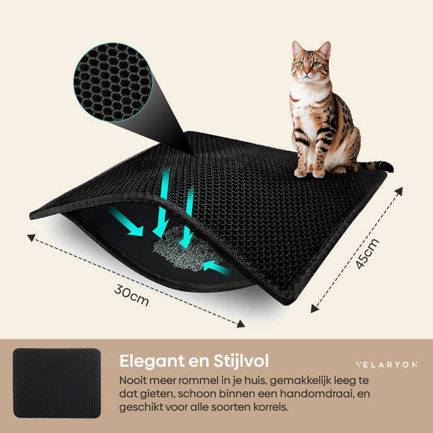 Velaryon Zelfreinigende kattenbak - 65L inhoud - Met App en Led Touch - Automatische/Elektrische Kattenbak