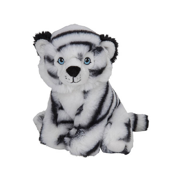 Nature Planet pluche knuffel witte tijger - 16 cm - dieren knuffels - Knuffeldier