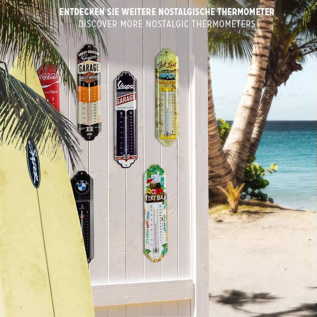 Nostalgic Art Binnen/buiten thermometer - Tiki Bar - Wit - 28 x 6.5 cm - Buitenthermometers