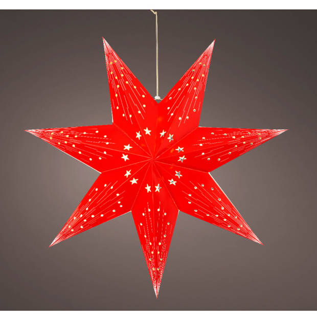 Lumineo Verlichte kerstster - rood - 40 cm - batterij - 20 leds - Kerststerren