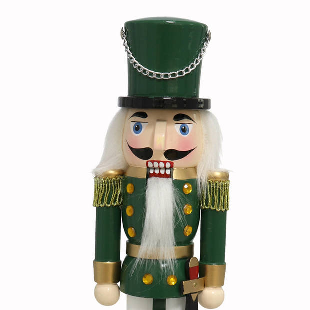 Gerimport notenkraker figuur/beeld - 25 cm - groen - Kerstbeeldjes