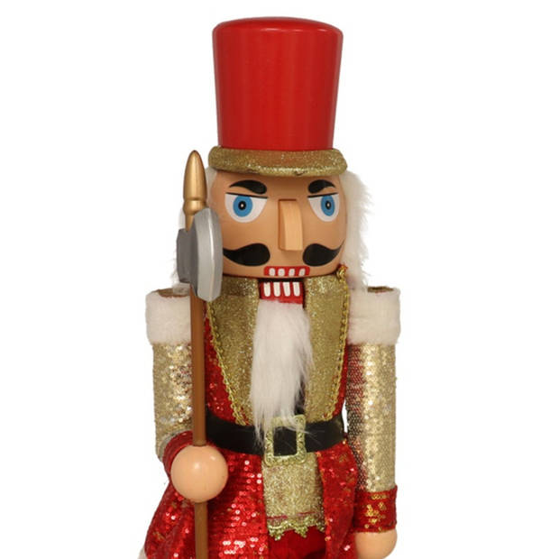 Gerimport notenkraker figuur/beeld - 78 cm - rood - Kerstbeeldjes