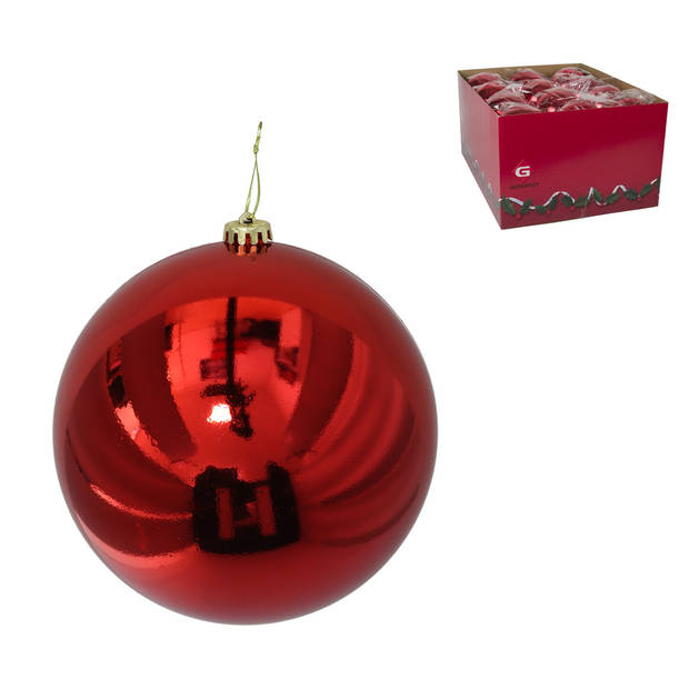 Gerimport Grote decoratie kerstbal - rood - 15 cm - kunststof - Kerstbal