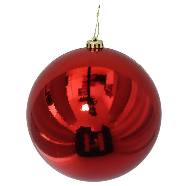 Gerimport Grote decoratie kerstbal - rood - 20 cm - kunststof - Kerstbal