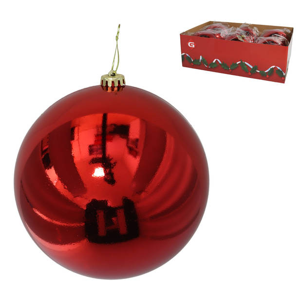 Gerimport Grote decoratie kerstbal - rood - 20 cm - kunststof - Kerstbal