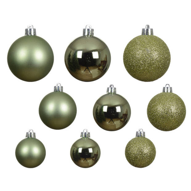 Decoris kerstballen - 30x st- 4, 5 en 6 cm - groen - kunststof - Kerstbal