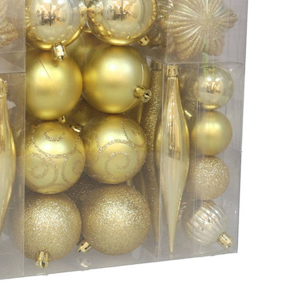 Gerimport Kerstballen en ornamenten -56x - goud kunststof - Kerstbal