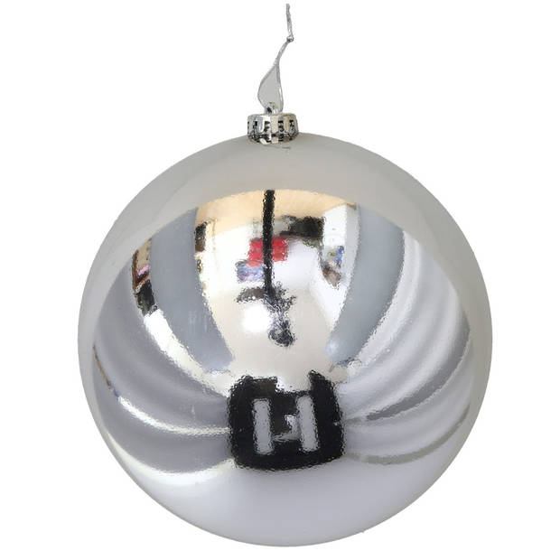 Gerimport Grote decoratie kerstbal - zilver - 20 cm - kunststof - Kerstbal